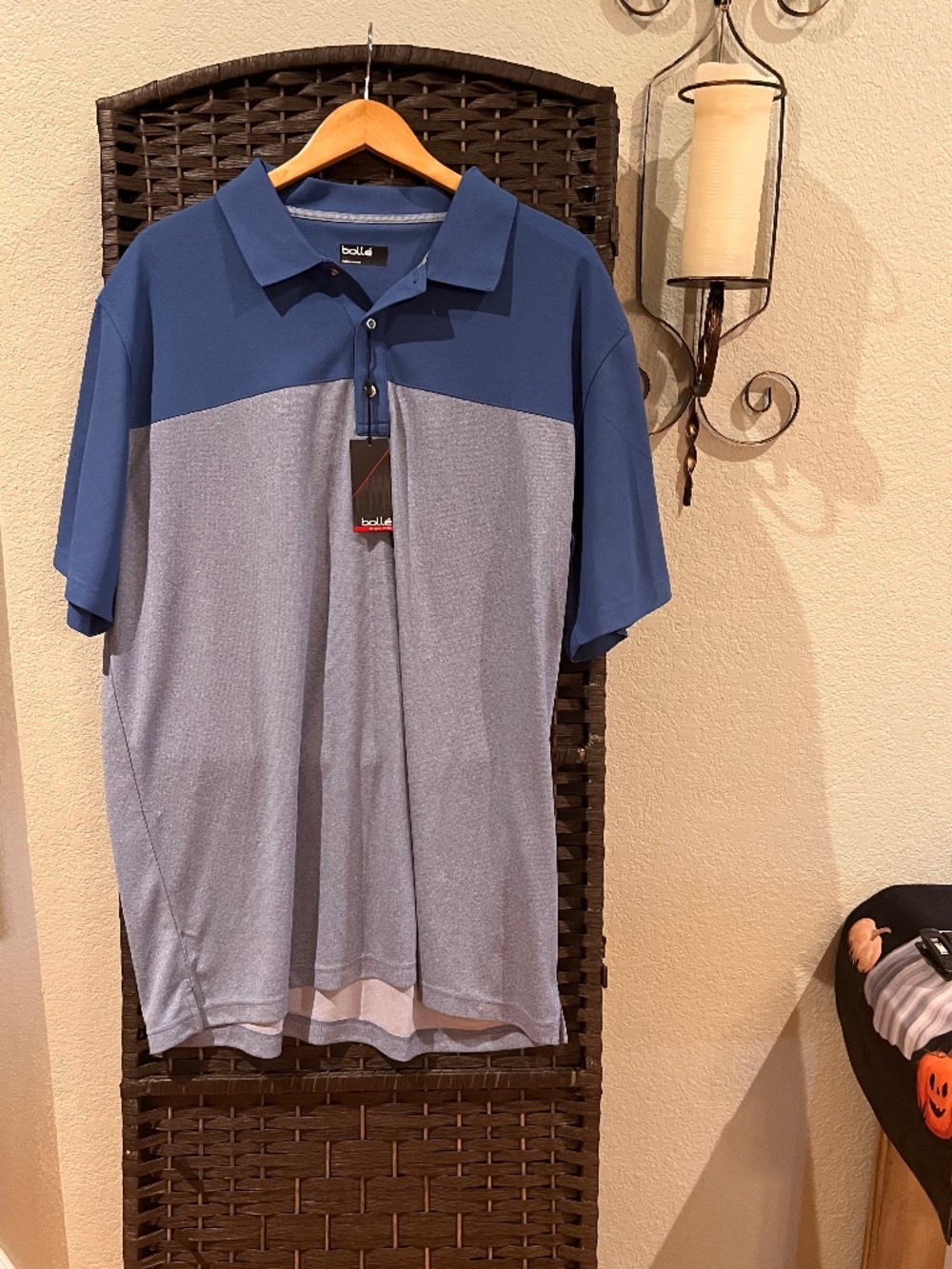 NWT Bollé Men's Performance Golf Polo Shirt NWT Color Blue Gray Size 2XL XXL
